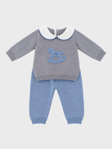 BABY LORD completino corredino cavallo Grigio-capri