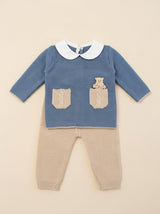 BABY LORD completino in lana con orsetto Islanda-sabbia