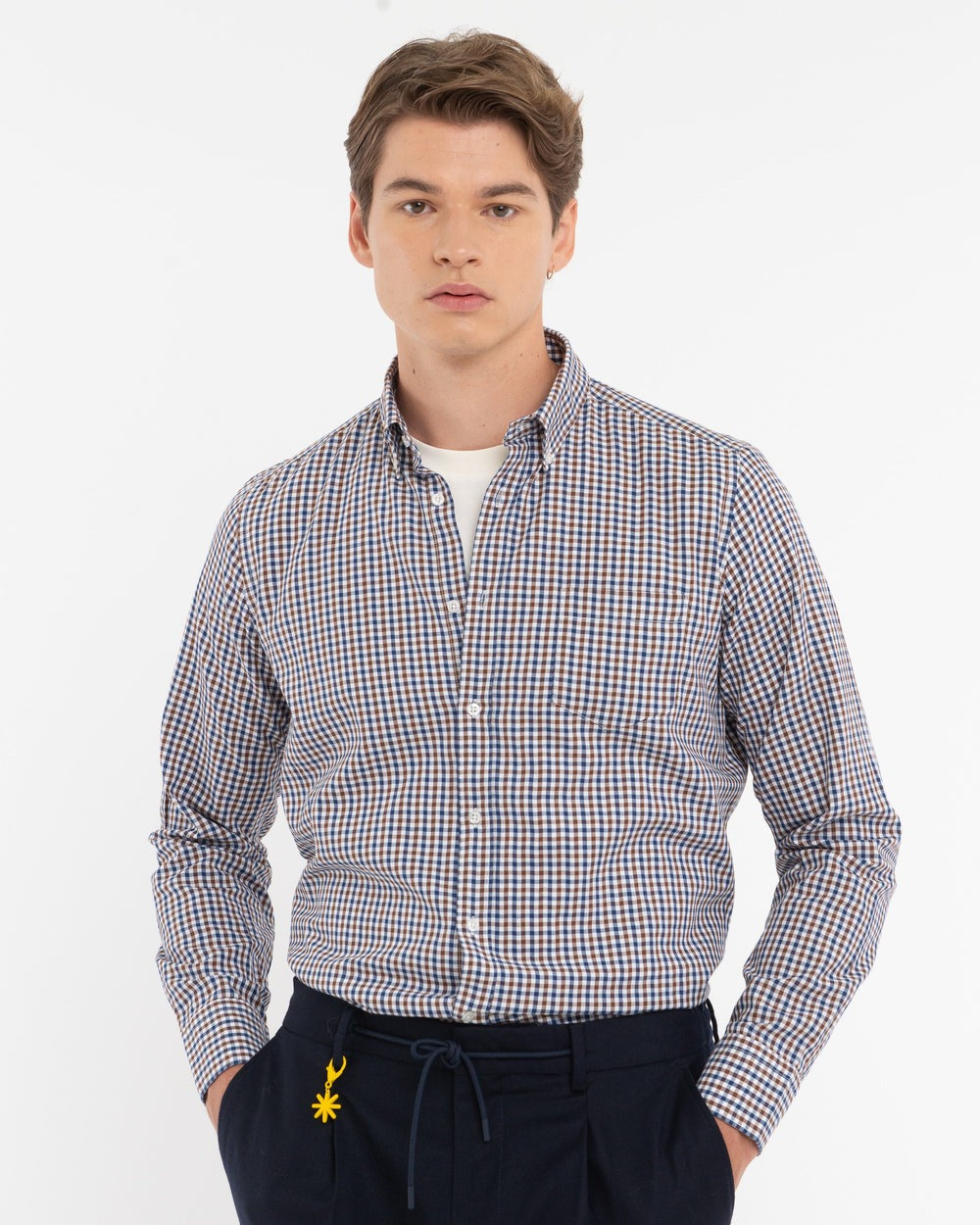 camicia button down damier 3932E602L 253703 88 MANUEL RITZ 