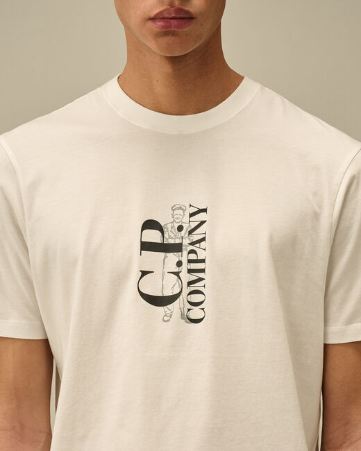 t-shirt con logo verticale 18CMTS138A 005100W 103 CP COMPANY 
