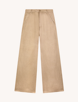 DONDUP pantalone idra wide leg in lino Beige