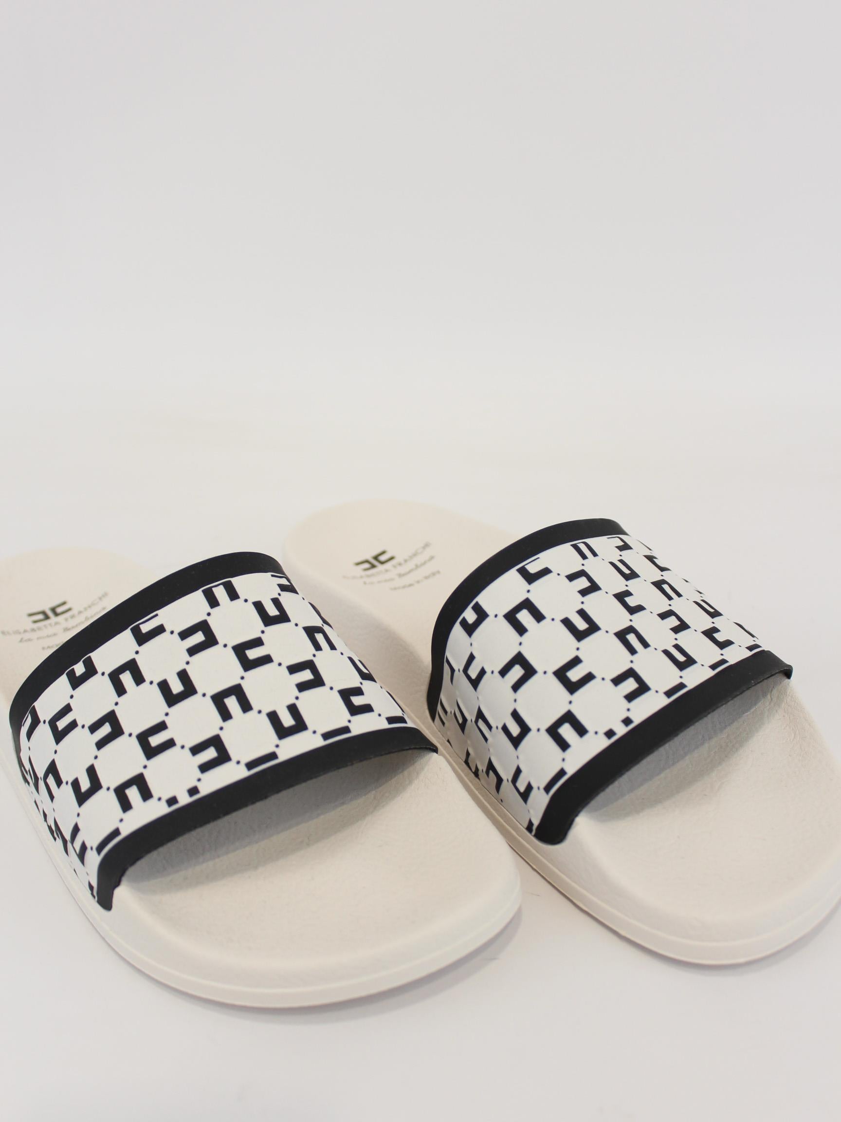 sandalo con logo all over F3A0 E0075 BURRO/NERO ELISABETTA FRANCHI 