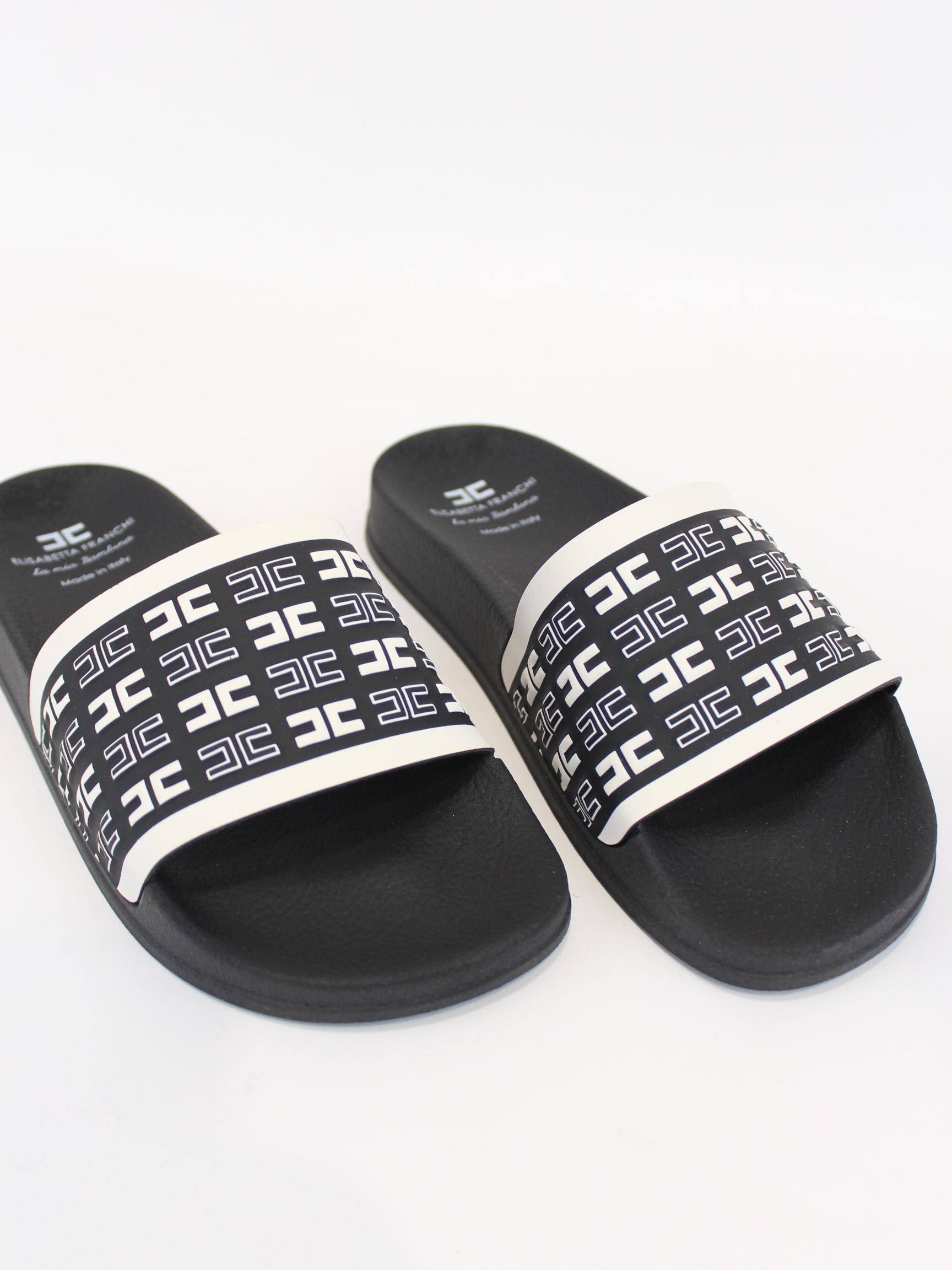 sandalo in vera pelle con logo F4A0 E0313 NERO/BURRO ELISABETTA FRANCHI 