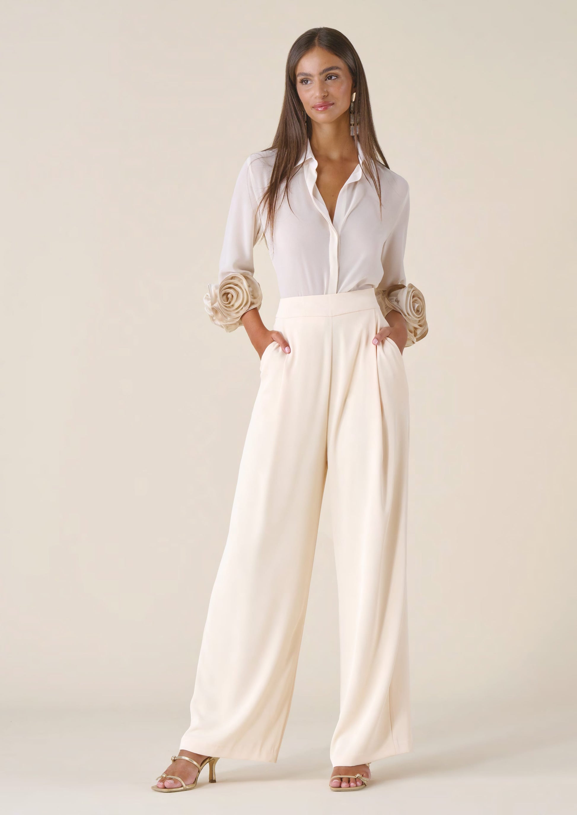 pantaloni a palazzo H.P1565.4248 IVORY HANITA 
