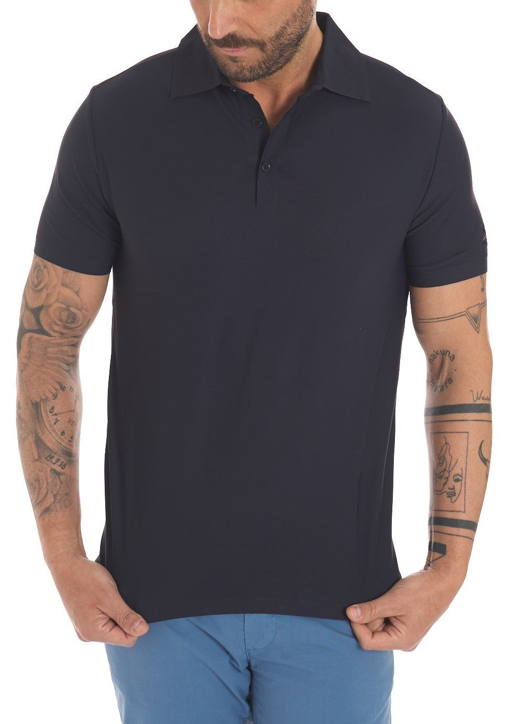 polo in tessuto tecnico super stretch HE841001 BLUE HESKIMO 