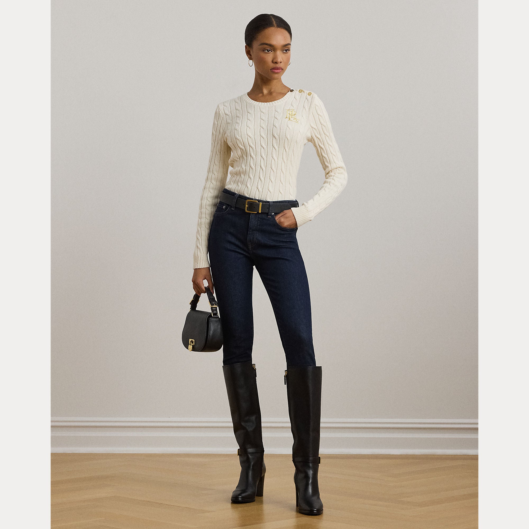 maglione a trecce con bottoni 200-932223 002 LAUREN RALPH LAUREN 