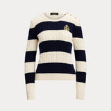 LAUREN RALPH LAUREN maglione a trecce e righe Bianco