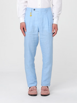 MANUEL RITZ pantalone in lino Azzurro