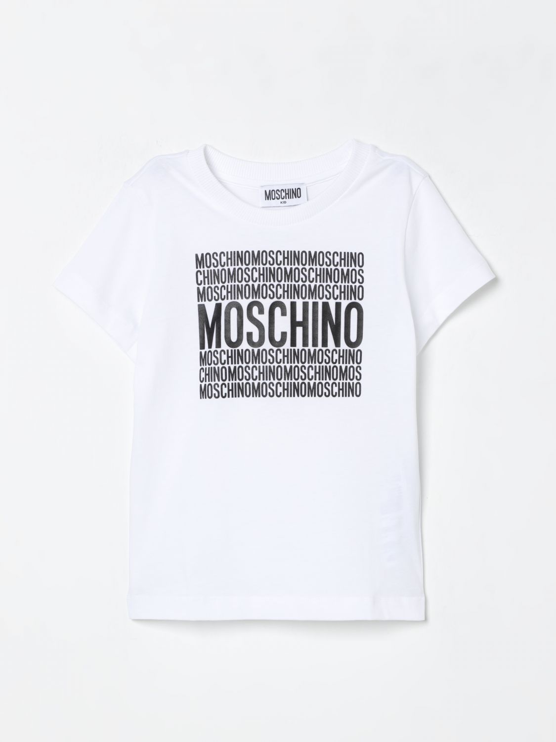t-shirt con multiscritta H6M04KLAA01 10101 MOSCHINO KIDS 