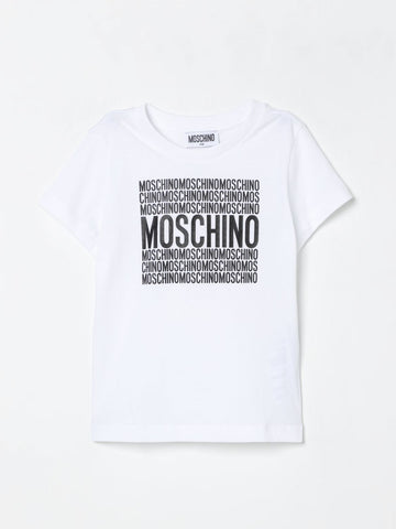 t-shirt con multiscritta H6M04KLAA01 10101 MOSCHINO KIDS 