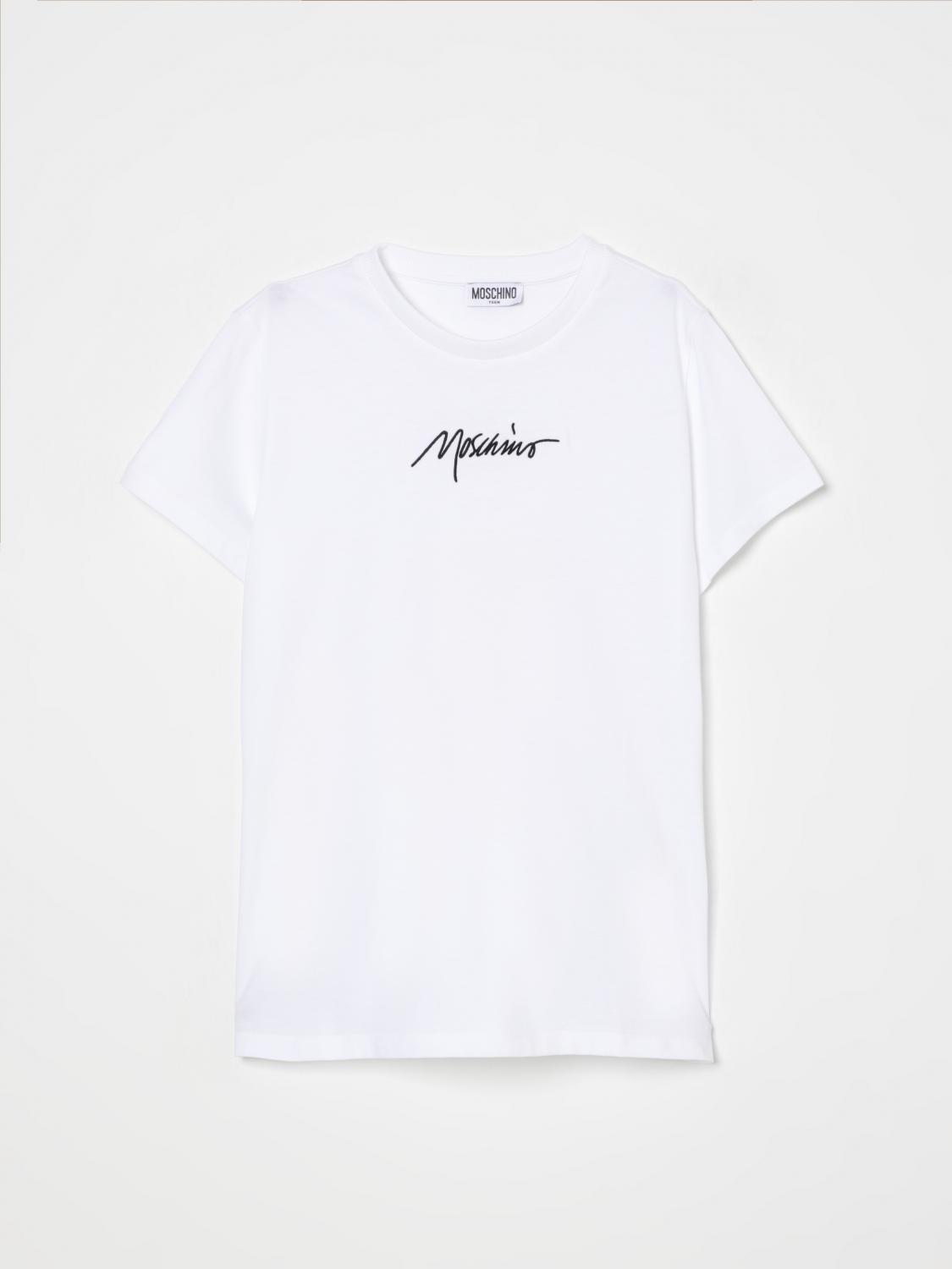 t-shirt con logo scritto HUM058LAA01 10101 MOSCHINO KIDS 
