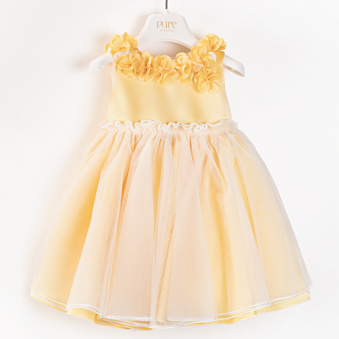 abito con applicazioni al collo PC03219 GIALLO PURE FIRENZE 
