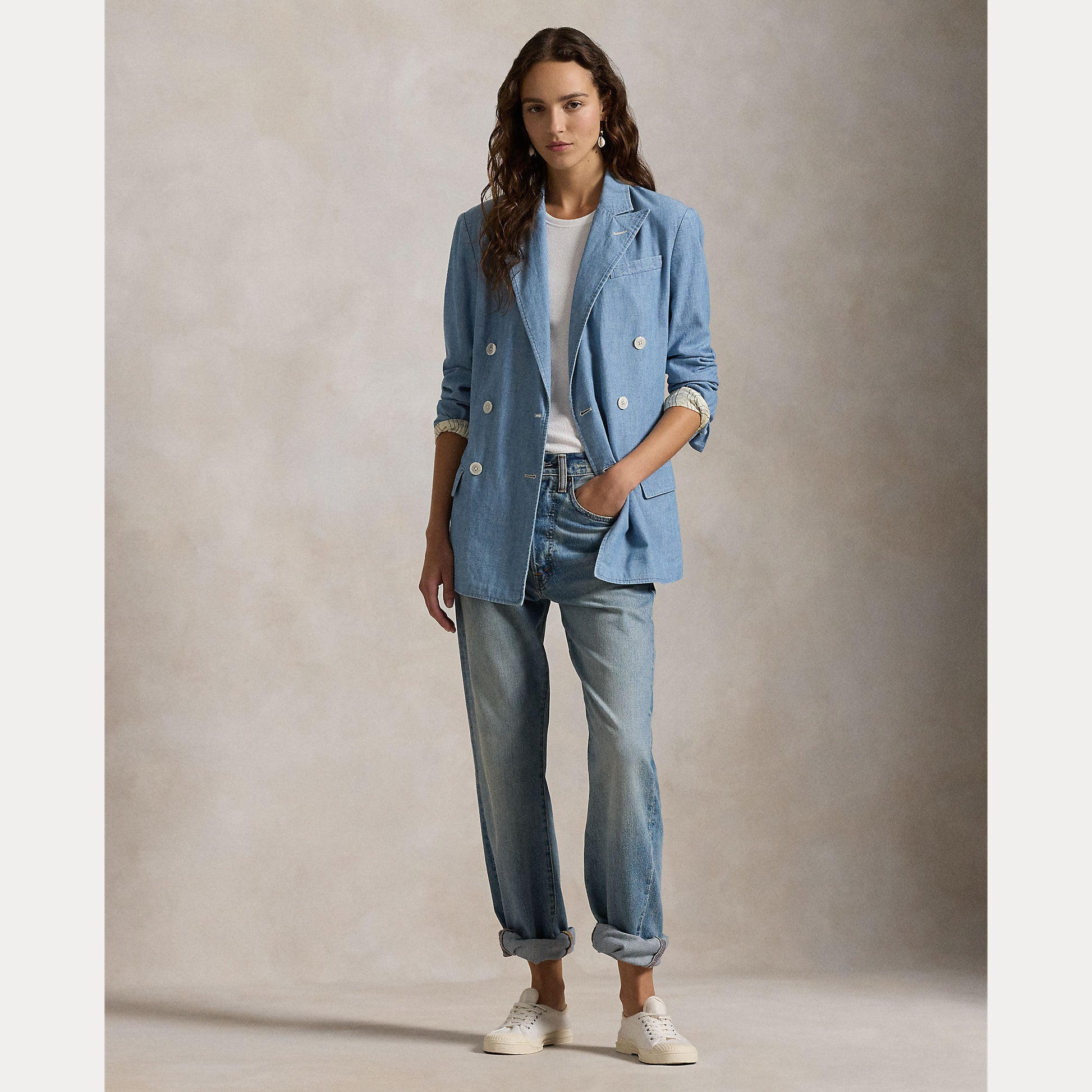 blazer doppiopetto in chambray 211-959934 001 RALPH LAUREN POLO 