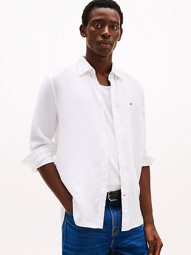 camicia in puro lino MW0MW34602 YCF TOMMY HILFIGER 
