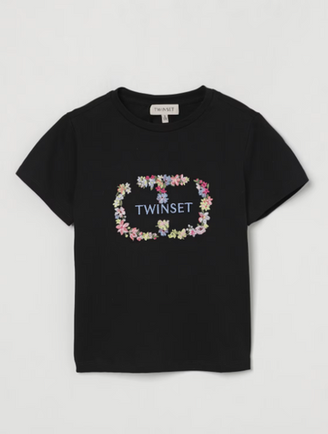 t-shirt con fiori patch 251GJ2489 00006 TWINSET GIRL 