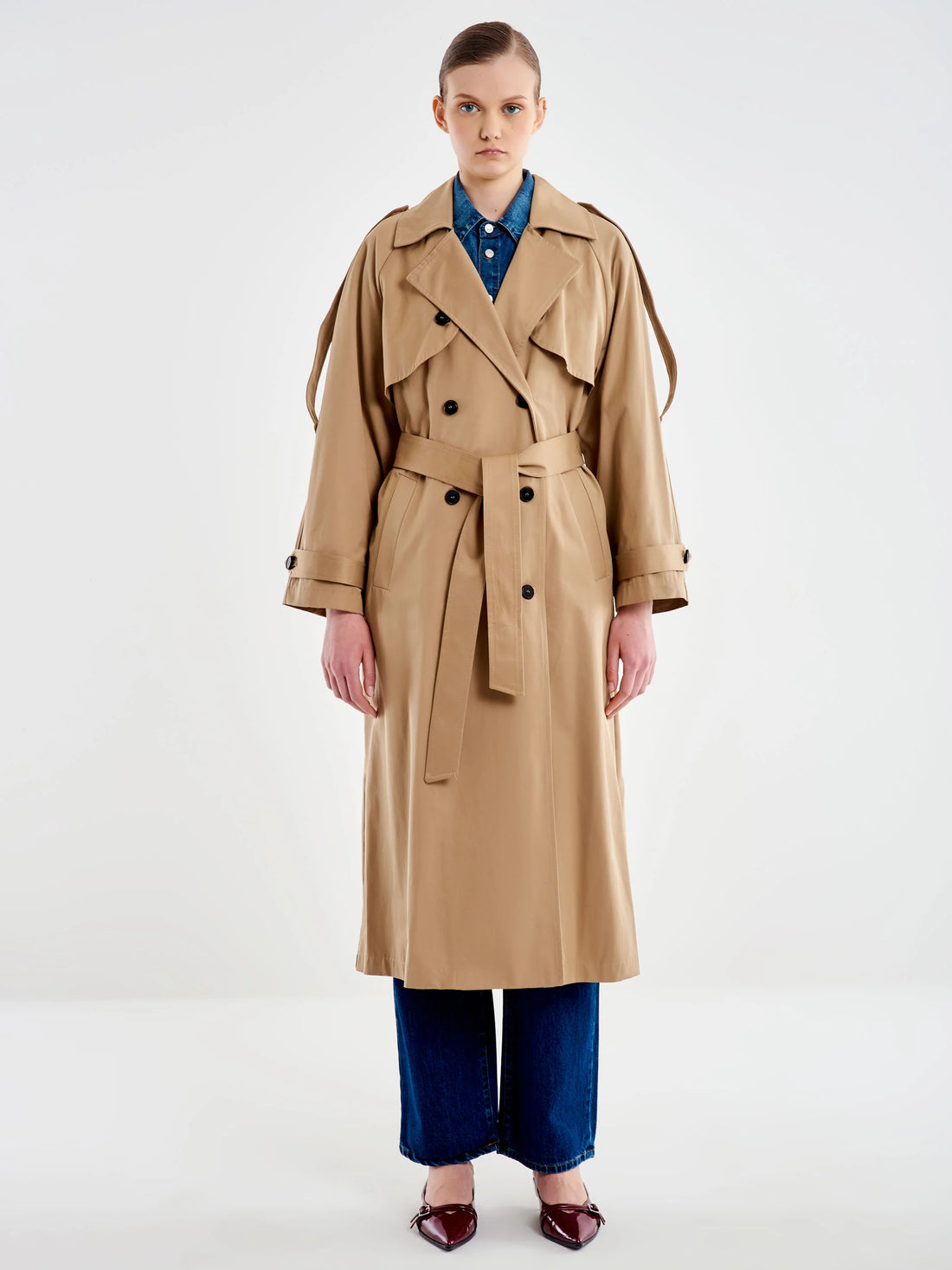 trench lungo doppiopetto TD0029 BEIGE VICOLO 
