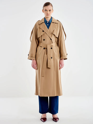 trench lungo doppiopetto TD0029 BEIGE VICOLO 