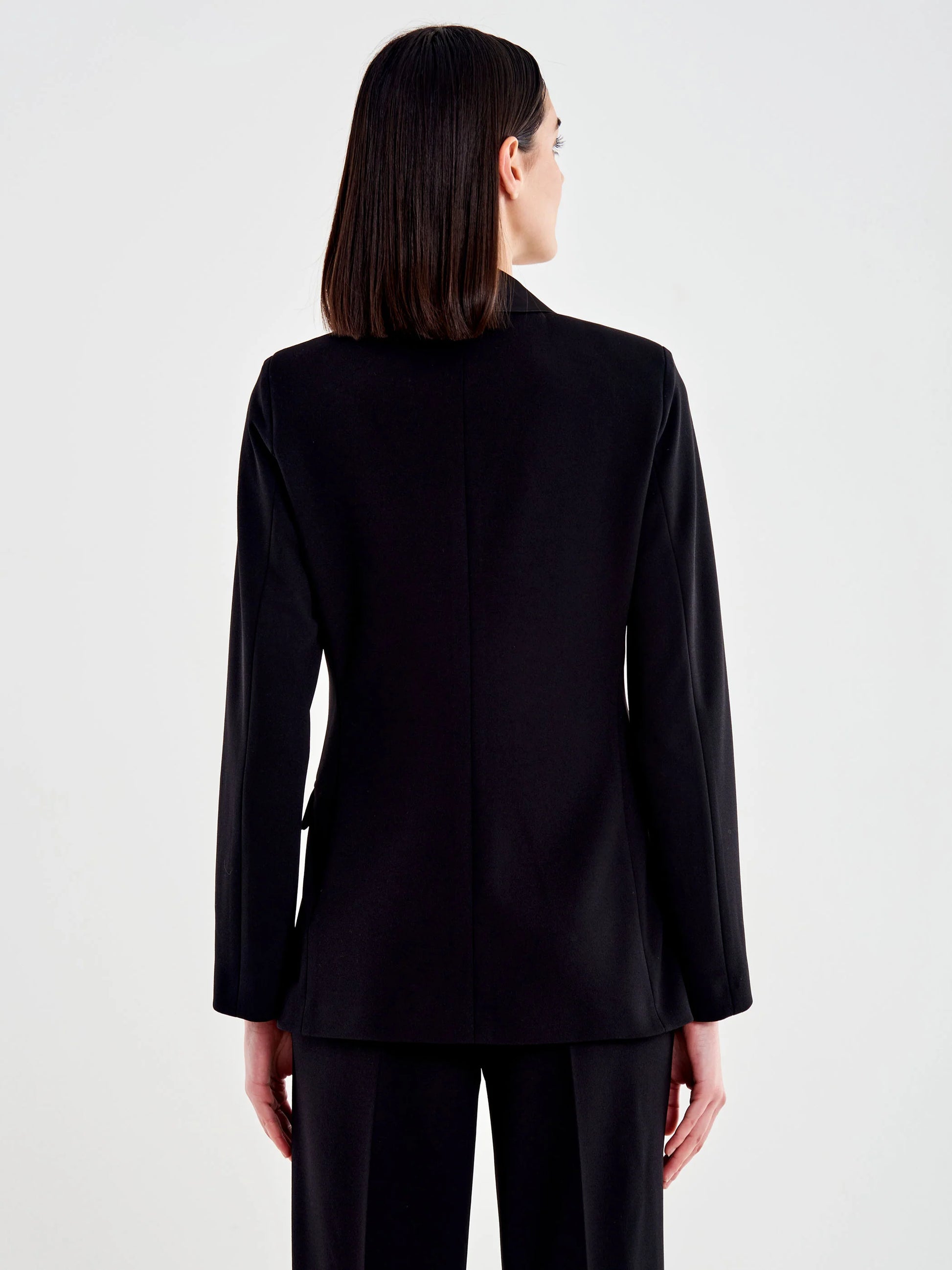 blazer doppiopetto con dettagli in raso TD0578 NERO VICOLO 