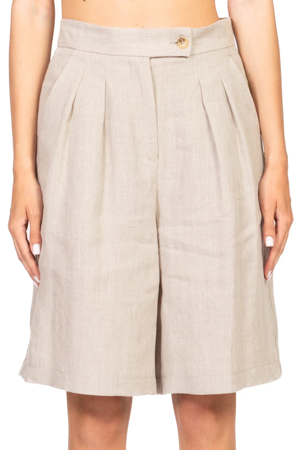 shorts con pinces in lino TD1899 CORDA VICOLO 