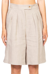 VICOLO shorts con pinces in lino Corda