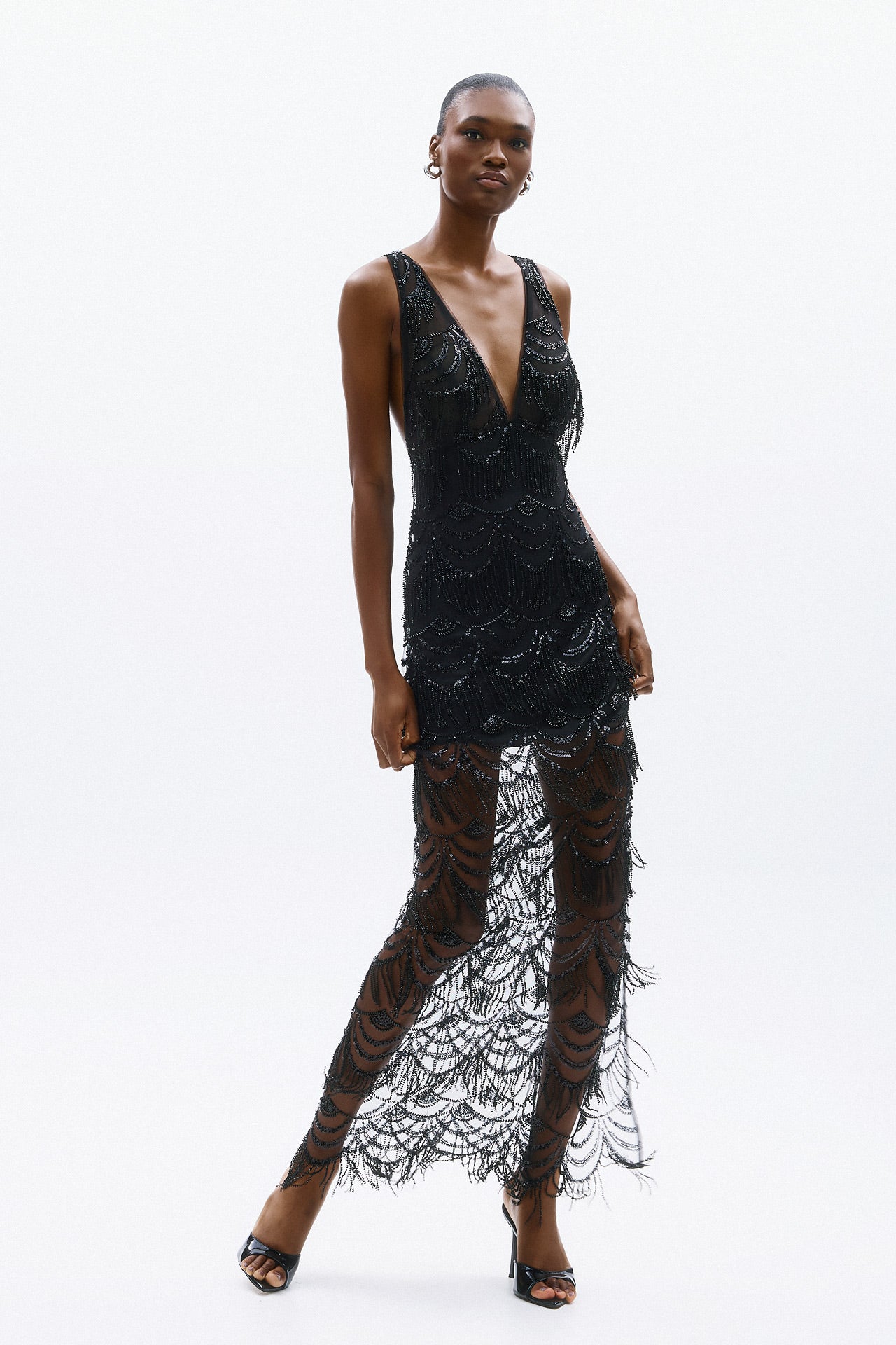 abito con schiena incrocio A4727 BLACK ALLURE 