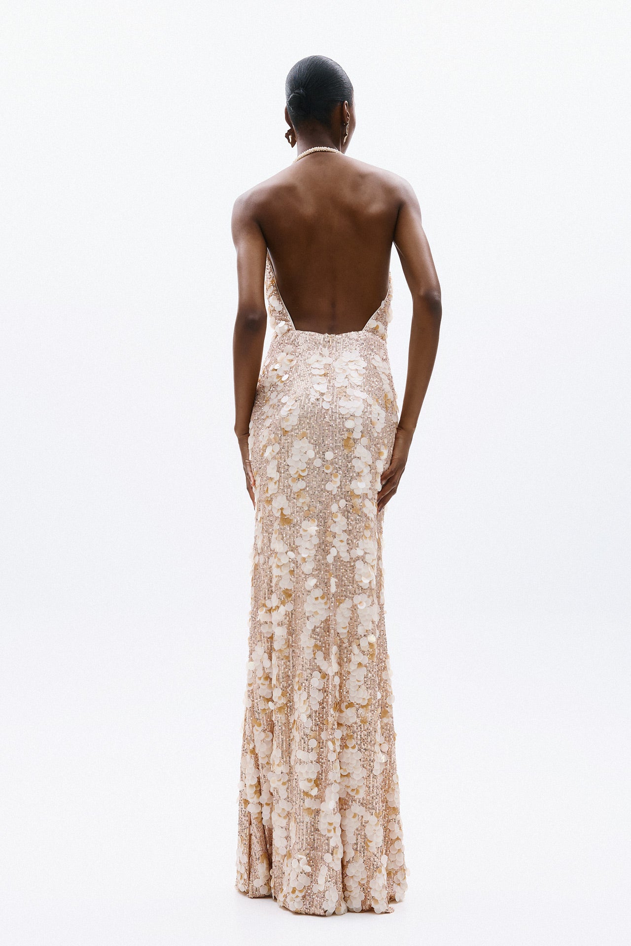 abito a tubino con pailettes A4815 CREAM ALLURE 