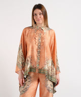 AMOSA camicia modello poncho a fantasia Arancione