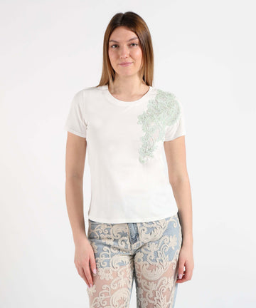 t-shirt con inserto e perline A26SSTS18 U.V. AMOSA 