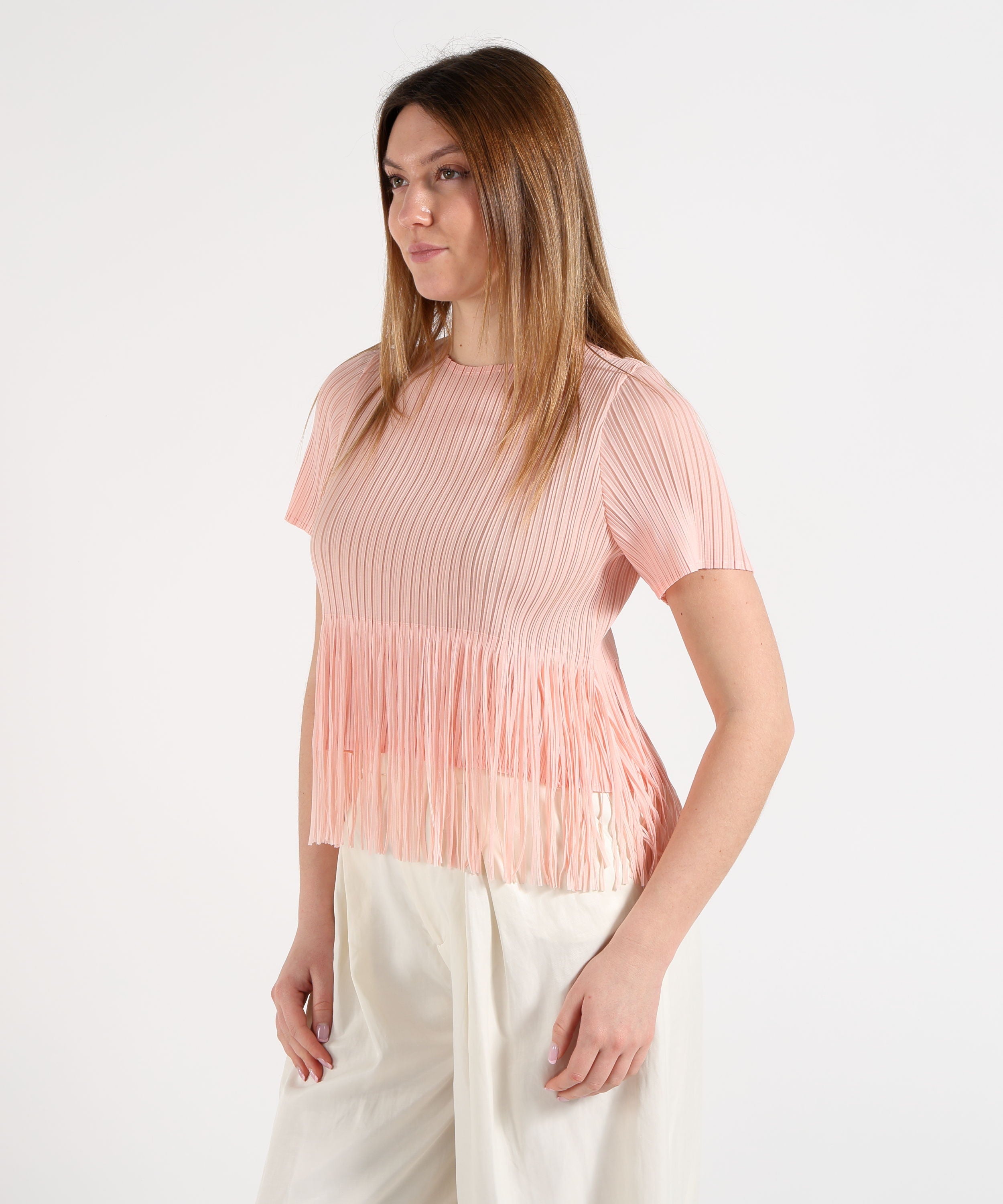 t-shirt con frange A26SSTS23 ROSA AMOSA 