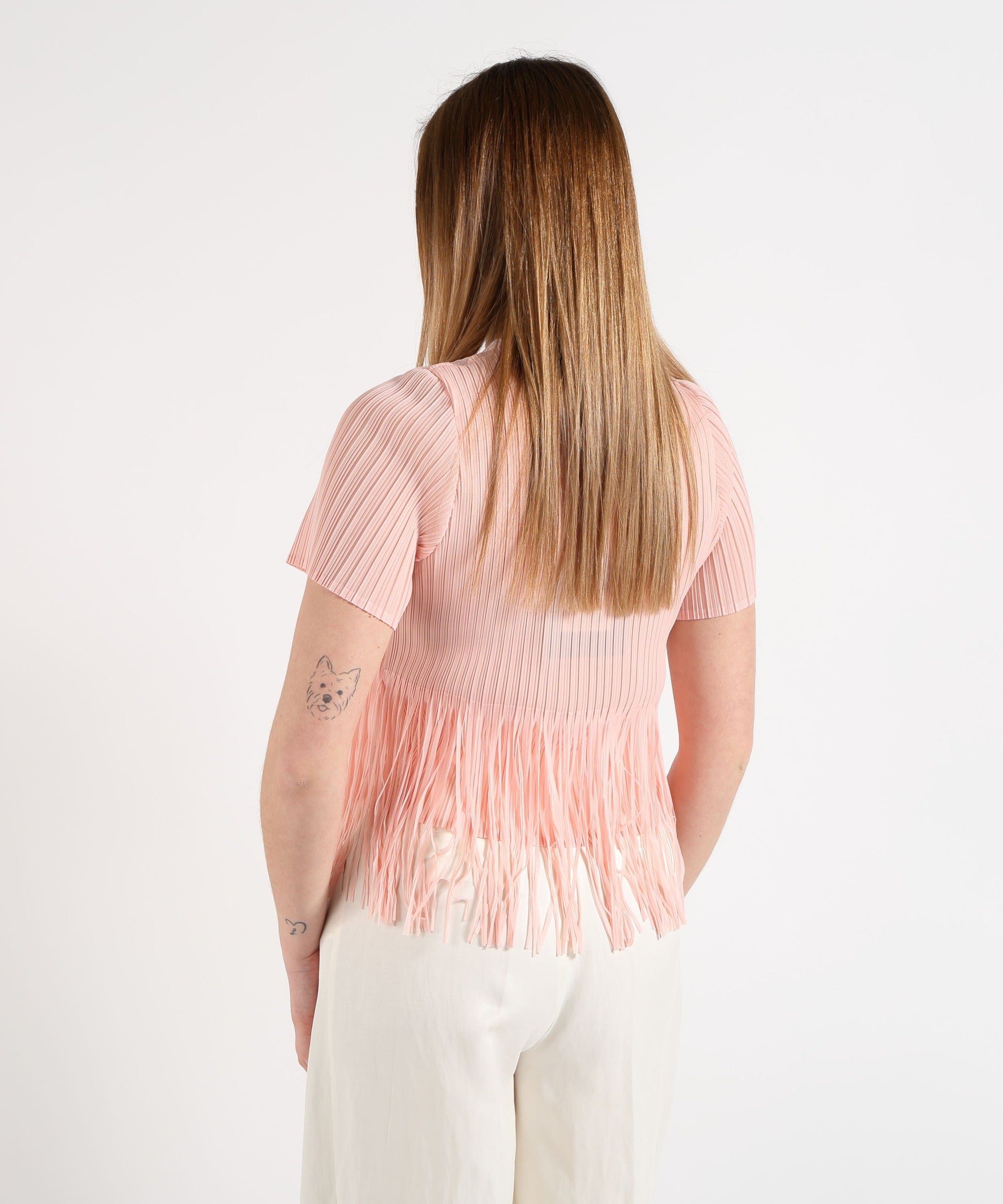 t-shirt con frange A26SSTS23 ROSA AMOSA 