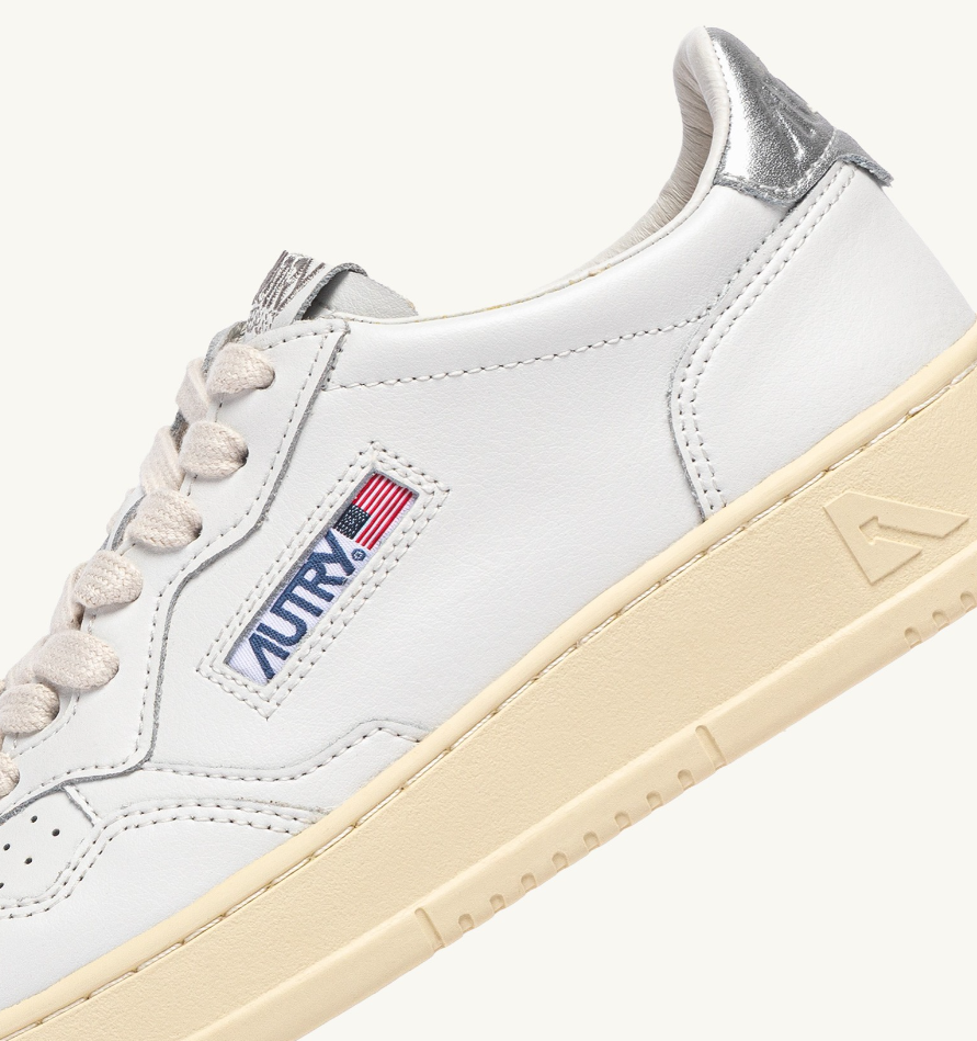 sneakers medalist low in pelle metallizzata AULWLL05 WHITE/SILVER AUTRY 