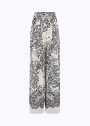pantalone wide leg con stampa pizzo RA6128T523A P9401 Blugirl 