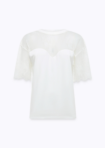 t-shirt con pizzo RA6132J5003 11111 Blugirl 