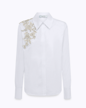 camicia in popeline con ricamo RA6158T2943 11111 Blugirl 