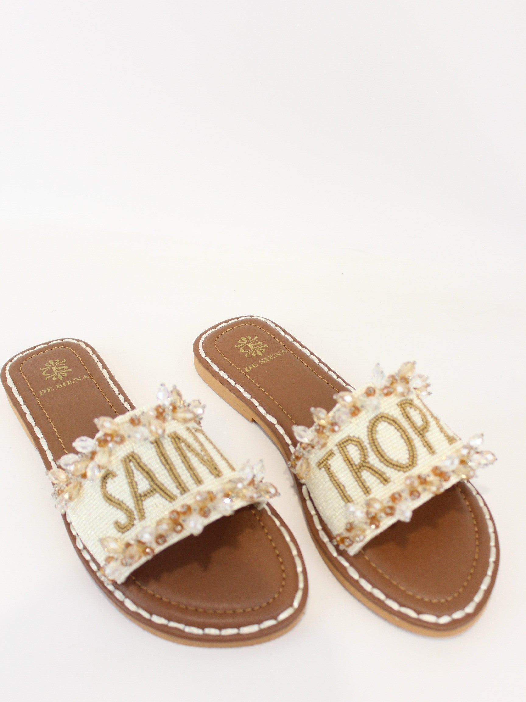 Ciabatta bassa saint tropez con gioiello SAINT TROPEZ OFFWHITE GOLD DE SIENA 