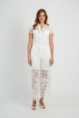 DERHY camicia in pizzo traforato Blanc
