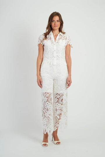 camicia in pizzo traforato P620006 ADRIENNE BLANC DERHY 