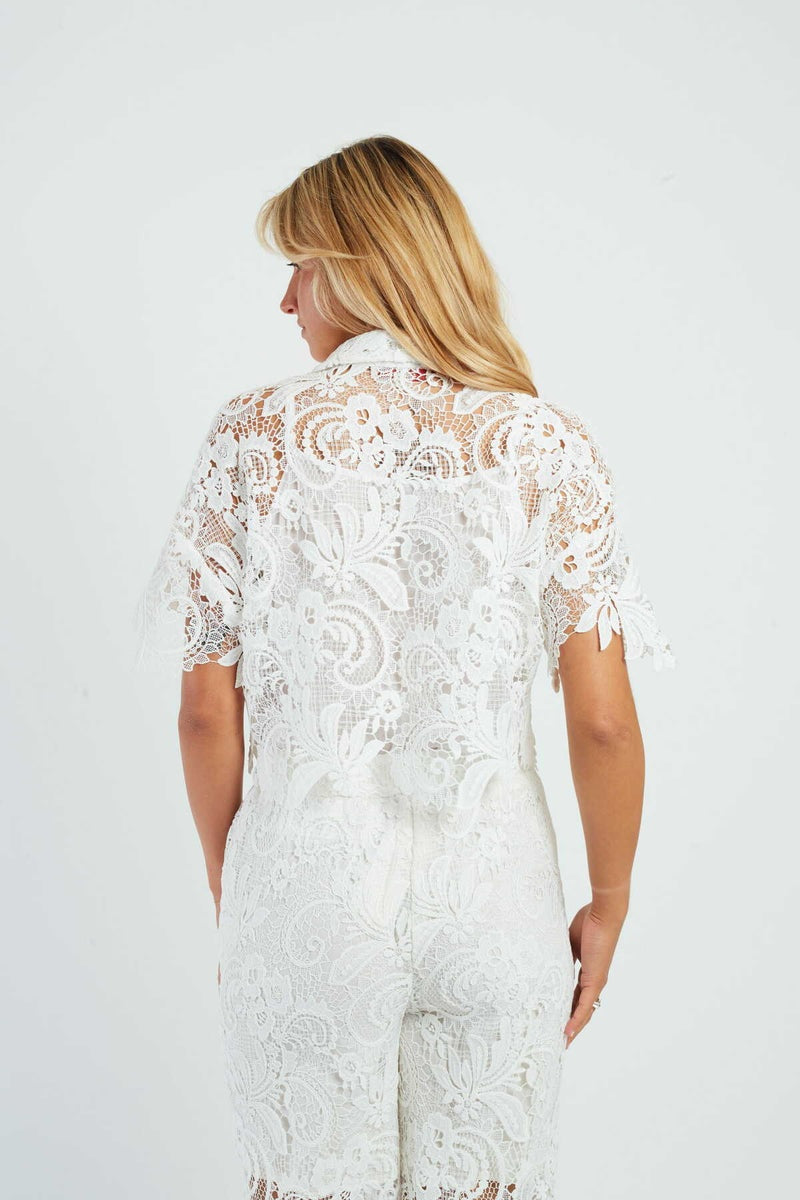 camicetta corta in pizzo P620007 AERIS 2 BLANC DERHY 