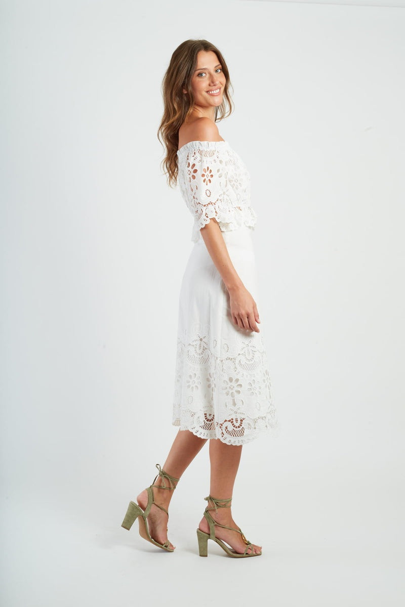 blusa con spalle scoperte P625005 EDWIGE 2 BLANC DERHY 
