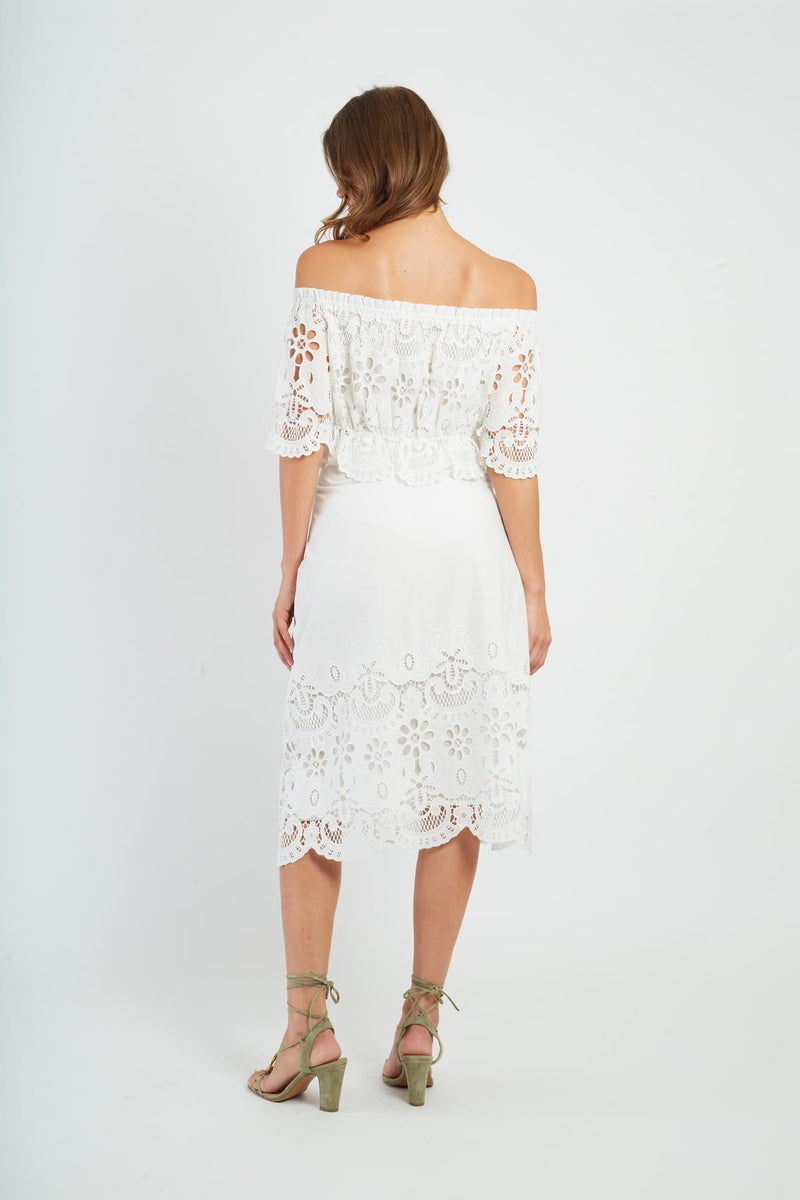 blusa con spalle scoperte P625005 EDWIGE 2 BLANC DERHY 