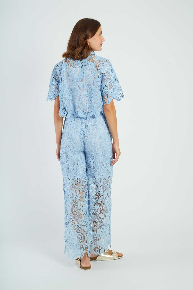 pantalone in pizzo P660004 BALTHAZAR 33 BLEU CIEL DERHY 