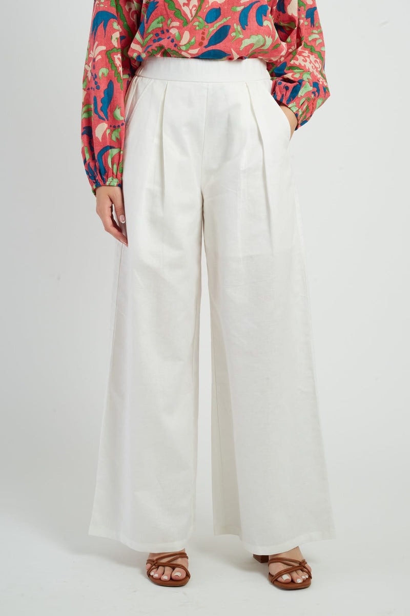 pantalone in lino P660009 BARBERINE 2 BLANC DERHY 
