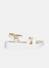 ELISABETTA FRANCHI sandalo in pelle con logo Bianco