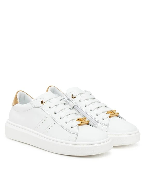 sneakers in pelle e contrasto oro F4A9E0034 BIANCO/ORO ELISABETTA FRANCHI 