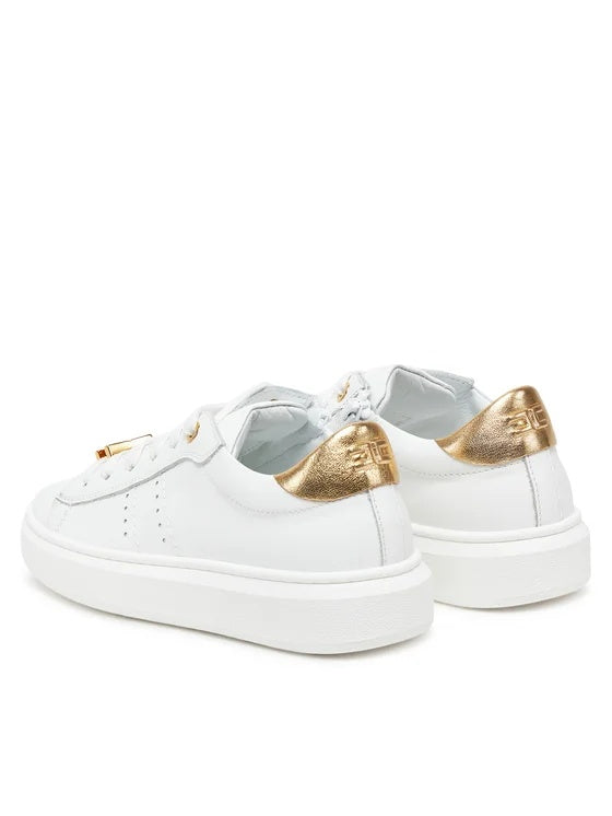 sneakers in pelle e contrasto oro F4A9E0034 BIANCO/ORO ELISABETTA FRANCHI 