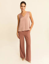EMME MARELLA Top in raso con dettagli georgette Malva