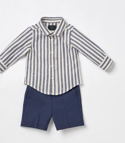 camicia a righe neonato FY5530 Z3691 101BL IVORY/BLUE FAY 