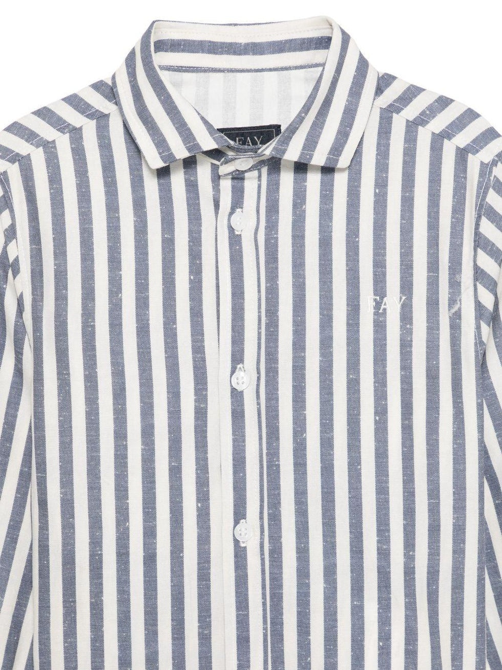 camicia a righe FY5P30 Z3691 101BL IVORY/BLUE FAY 