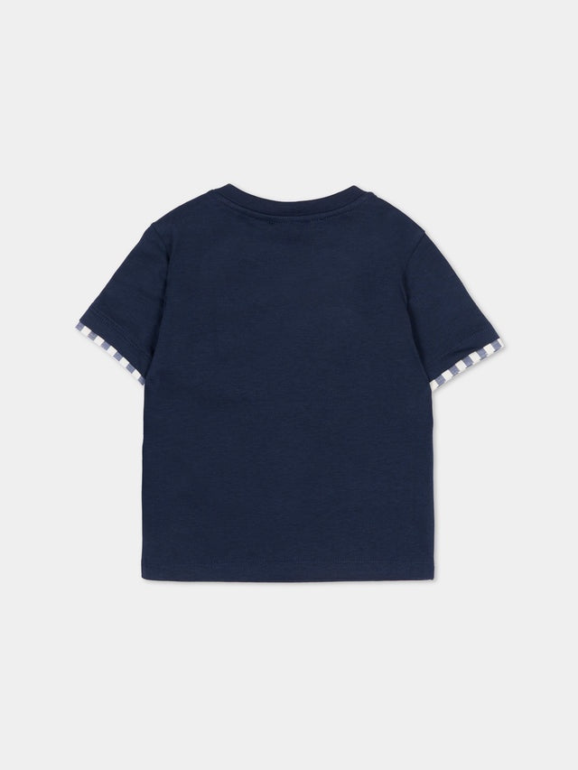 t-shirt con taschino FY8521 Z3708 625 BLUE FAY 