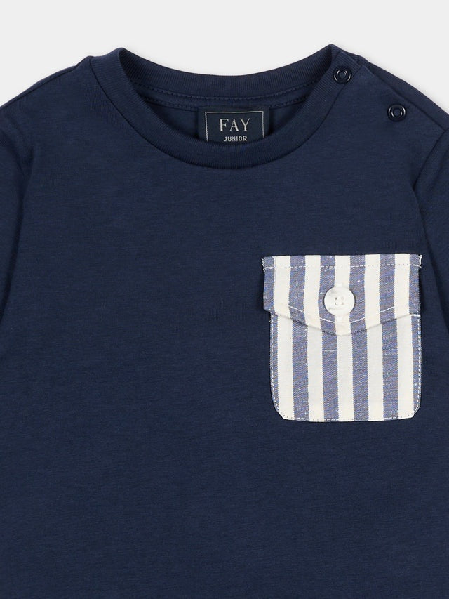 t-shirt con taschino FY8521 Z3708 625 BLUE FAY 